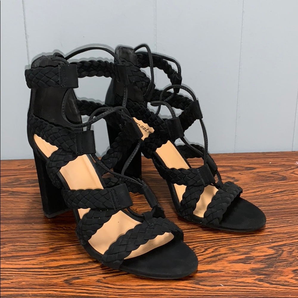 Y•Not Braided Lace up Heel Sandal: Women’s sz 9.5